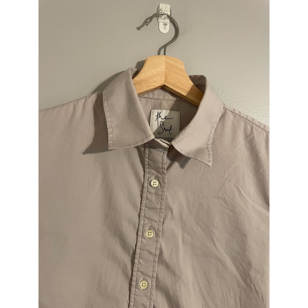 The Shirt Rochelle Behrens Button Down Womens Med Grey Classic Minimalist Taupe